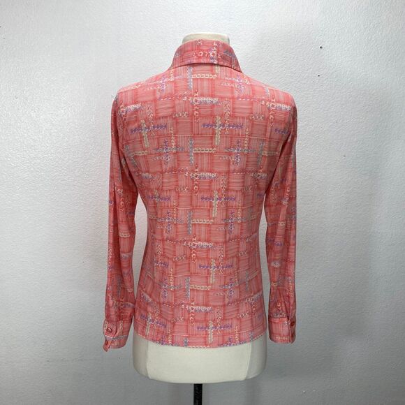 Vintage 70s It's Gailord Blouse Small Orange Knit Shirt Boho Peasant Country - Picture 5 of 8